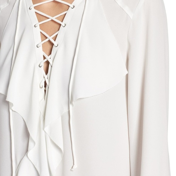TROUVÉ Ruffle Lace-Up Top sz s - Picture 2 of 8